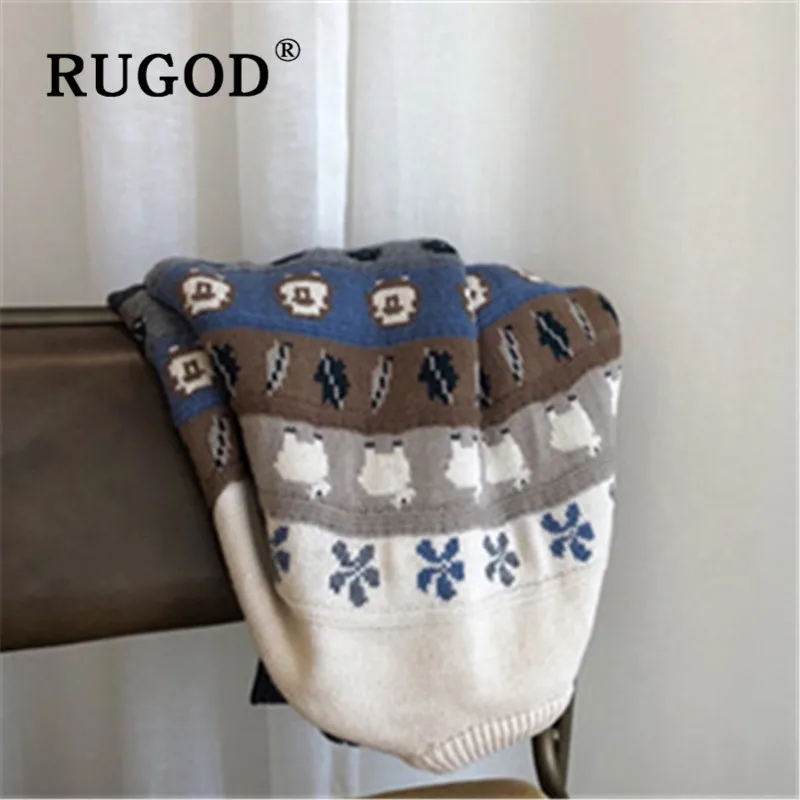RUGOD женский свитер корейский стиль на крючках с цветком контрастный цвет длинный