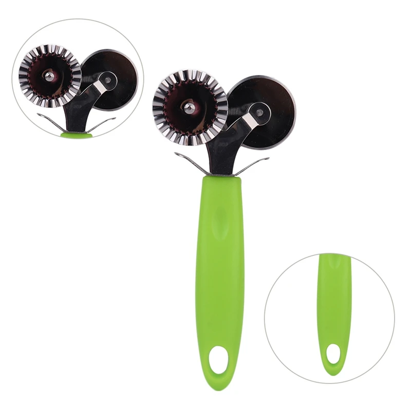 

Pizza Cutter Stainless Steel Double Roller Pizza Knife Cutter Pastry Pasta Dough Wheel Rolling Slicer Pastry Cutting Tools