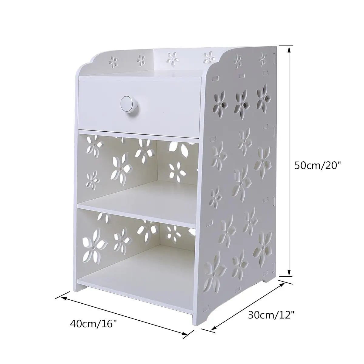 

Bedroom Bedside Nightstands Two Drawers Storage Table Rack Night Table Cabinet Locker Organizer Storage Basket Wood-Plastic