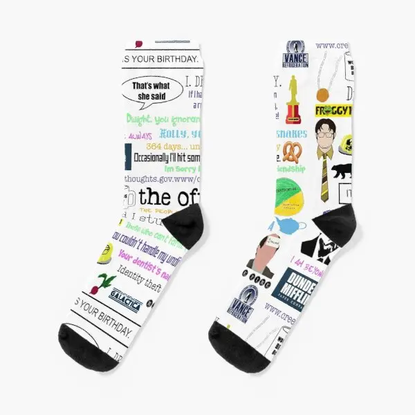 

The Office Collage Crew Socks Short Winter Cotton Women Black Unisex Mens Pattern Ladies Breathable Sports Funny Autumn Girls