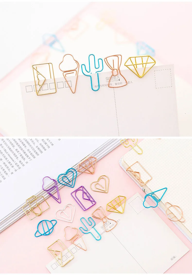 10 piezas de dibujos animados de lytww color caramelo creativo Metal oficina escuela suministros lindo papel Clips regalo