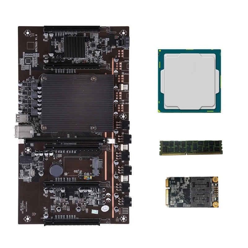 

BTC X79-H61 Miner Motherboard DDR3 5x PCI-E 8X MSATA3.0 Support 3060 GPU with E5-2620 CPU RECC 8G DDR3 Memory 120G SSD