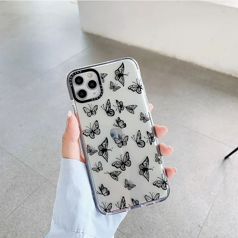 

Butterfly Silicone Transparent Soft Phone Case For iPhone 11 Pro Max X XS MAX XR 7 8 Plus SE 2020 TPU Clear 360 Full Back Cover