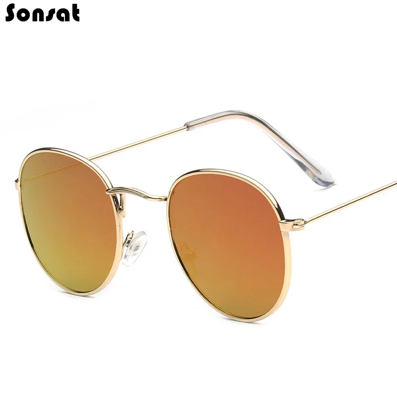 Солнцезащитные очки в круглой металлической оправе UV400 для мужчин и женщин |