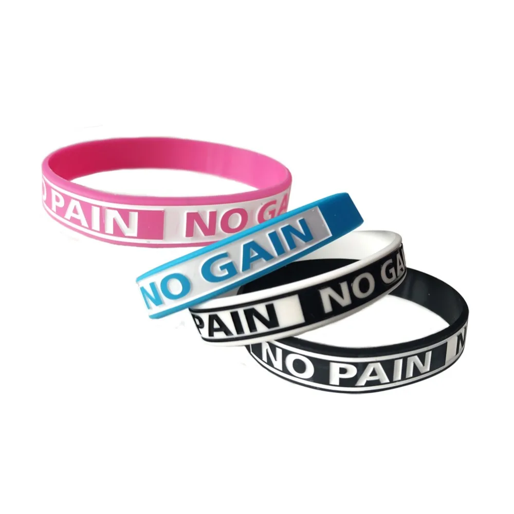 Мотивационные браслеты &quotNever give up&quot и &quotNo Pain No Johan&quot из силиконовой резины