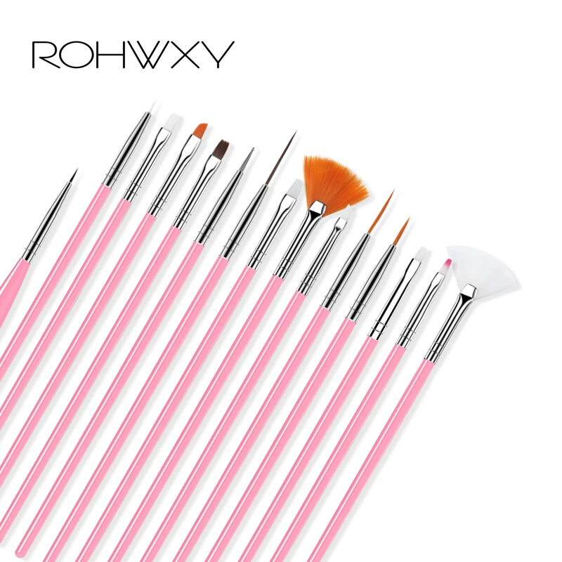 ROHWXY 15/12/8 шт. УФ гель для дизайна ногтей набор кистей ручка строитель обувь на