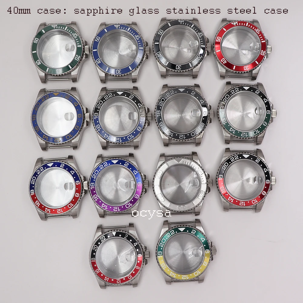 

40mm GMT sapphire glass ceramic, aluminum bezel bezel, 316L stainless steel case suitable for Miyota 8215 ETA 2813.3804 movement