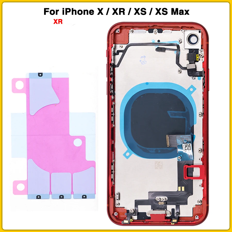 Для iPhone XR XS Max батарея задняя крышка Дверь задняя крышка+ средняя рамка Шасси с гибким кабелем полный корпус чехол для iPhone X