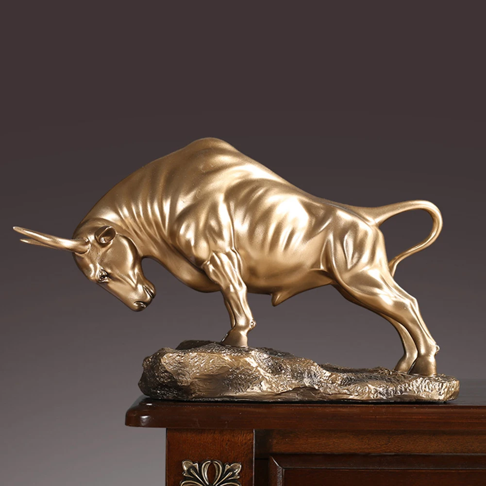 

Office European Style Bull Statue Resin Home Decor Ornament Desktop Mascot Gift Living Room Cattle Figurine Animal Sculpture