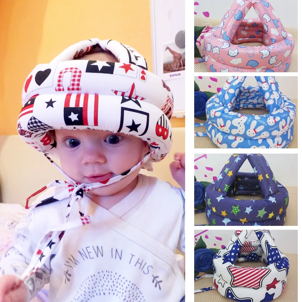Baby Hat Protective-Hat Soft Safety Learn To Walk Cap Comfortable Kids Head Security Protection Anti-collision Helmet | Детская одежда