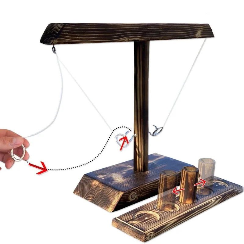

Handmade Wooden Board Game Ring Toss Hooks Fast-paced Interactive Game For Bars Home Adult Games Party Wooden Drinking Game 2021