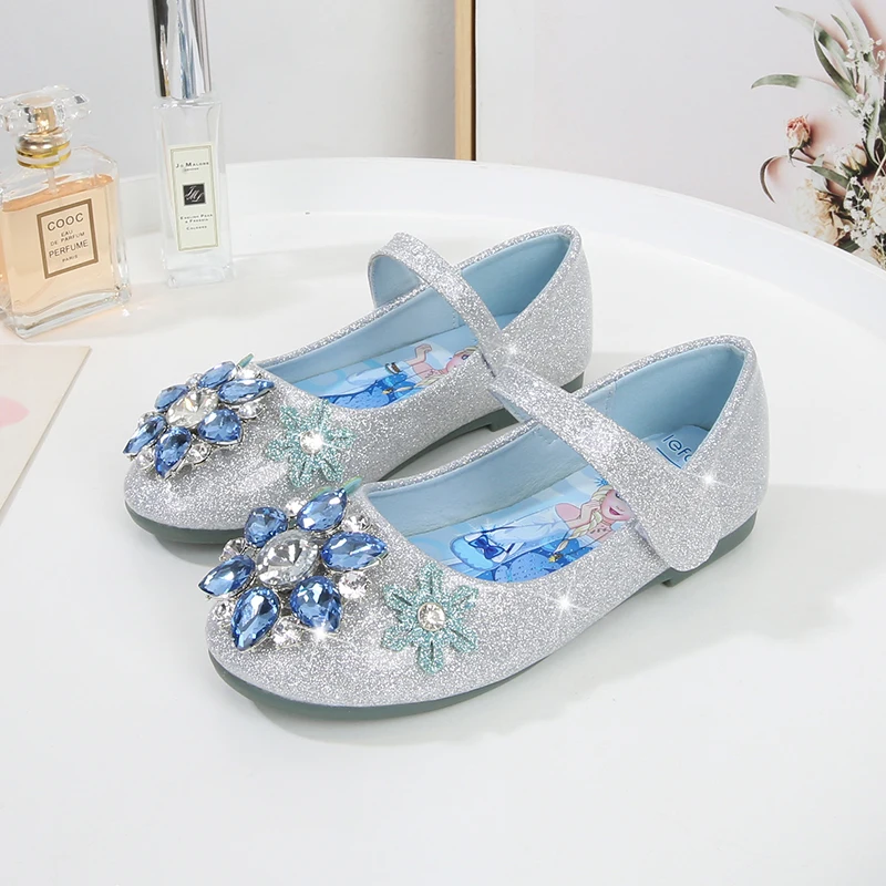 Princess Shoes Baby Girls Shoes Spring And Autumn Leather Shoes Soft Bottom Little Girl 3-12 Years Kids Crystal Shoes Flash