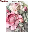 Алмазная живопись цветы и растения, картина с удивительными пионами, Круглая Мозаика, вышивка крестиком, ручная работа