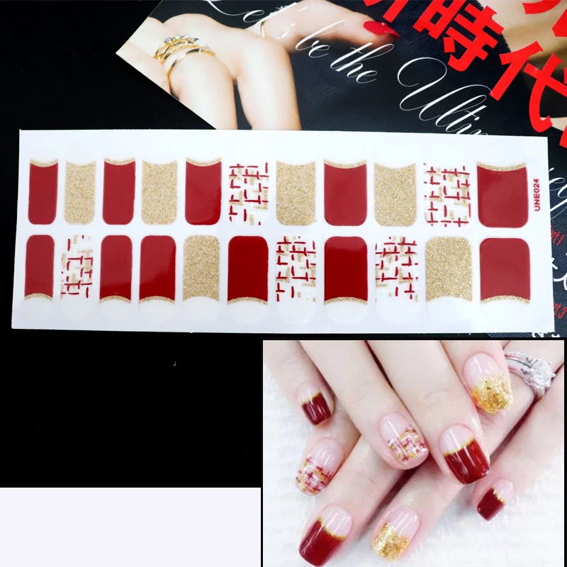 Красочные наклейки для ногтей 22 наконечника улыбка Летний стиль лак ногти