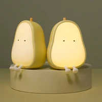 cute pear fruit night light gift for kids girl portable atmosphere lamp for bedroomsilicone nursery stuffkawaii room decor toy