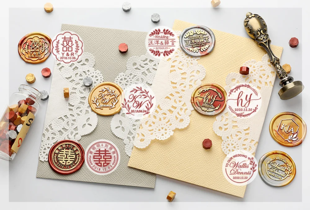 

New fashion wax seal stamp customized wax stamp for Boy Girl Wedding Invitation Copper Head Wood Handle diy letterwax seal stamp