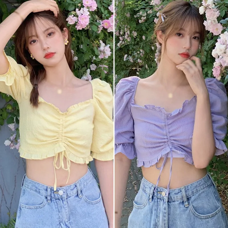 

Блузка женская однотонная с воротником-лодочкой и коротким рукавом