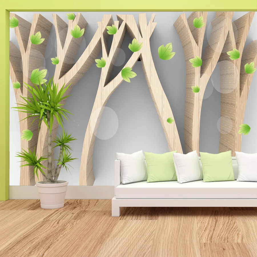 

3d Modern Green Tree Cartoon Murals Wallpapers for Living Room Kids Bedroom Walls Papers Home Decor Vinyl Peel Stick Papel Tapiz