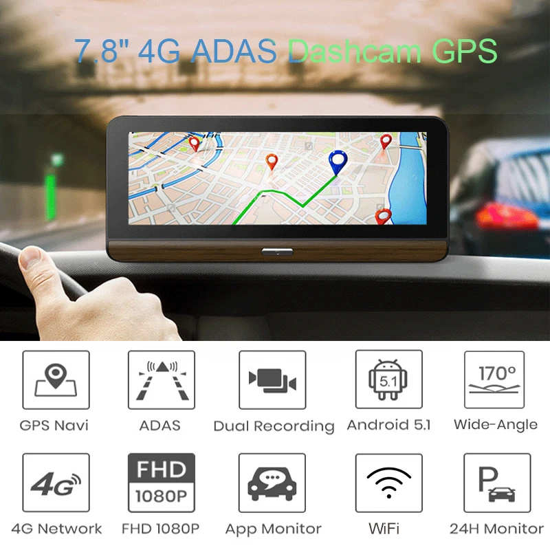 Anfilite 4G Автомобильная камера gps 7," Android Автомобильные видеорегистраторы wifi 1080P видео регистратор видеорегистратор мониторинг парковки Южная Корея карта