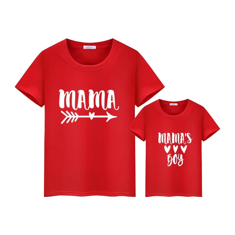 

summer family matching short t shirt mommy and son look print letters mama boys clothes fashion t shirt litte baby kids outfits