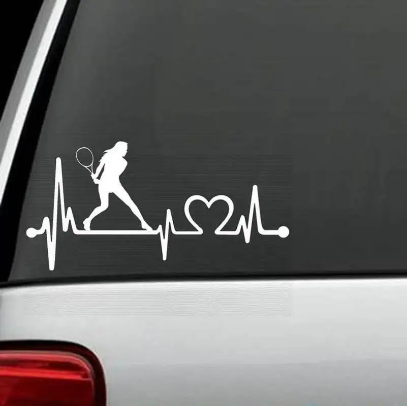 8"*4" Lady Ladies Tennis Racquet Heartbeat Lifeline Decal Sticker Gift Art Car Stickers | Автомобили и мотоциклы