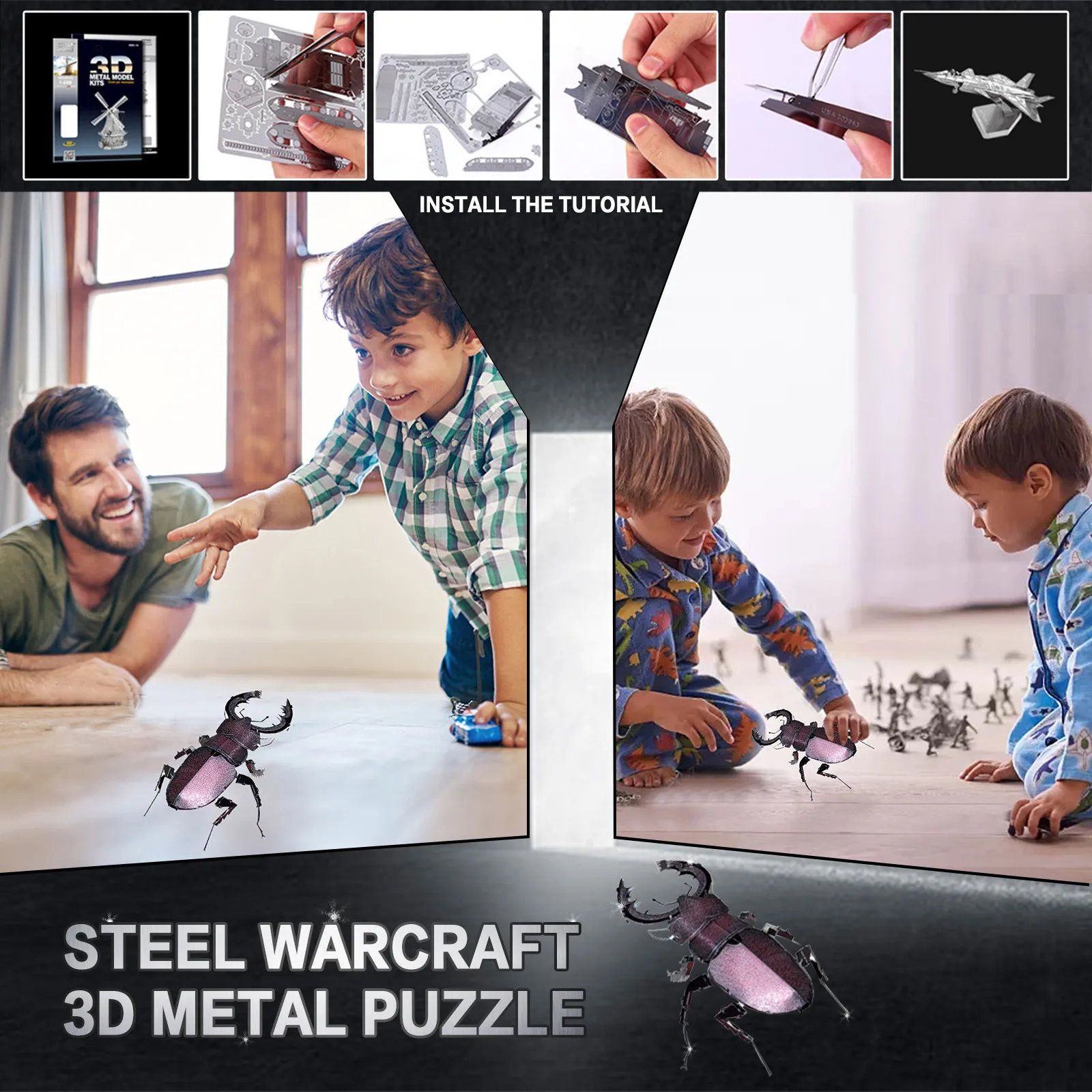 

3D Puzzle Metal Insect Kit Stainless Steel DIY Assembly Jigsaw Puzzle Mechanical Educational Toy Brain Teaser Collectible Toys