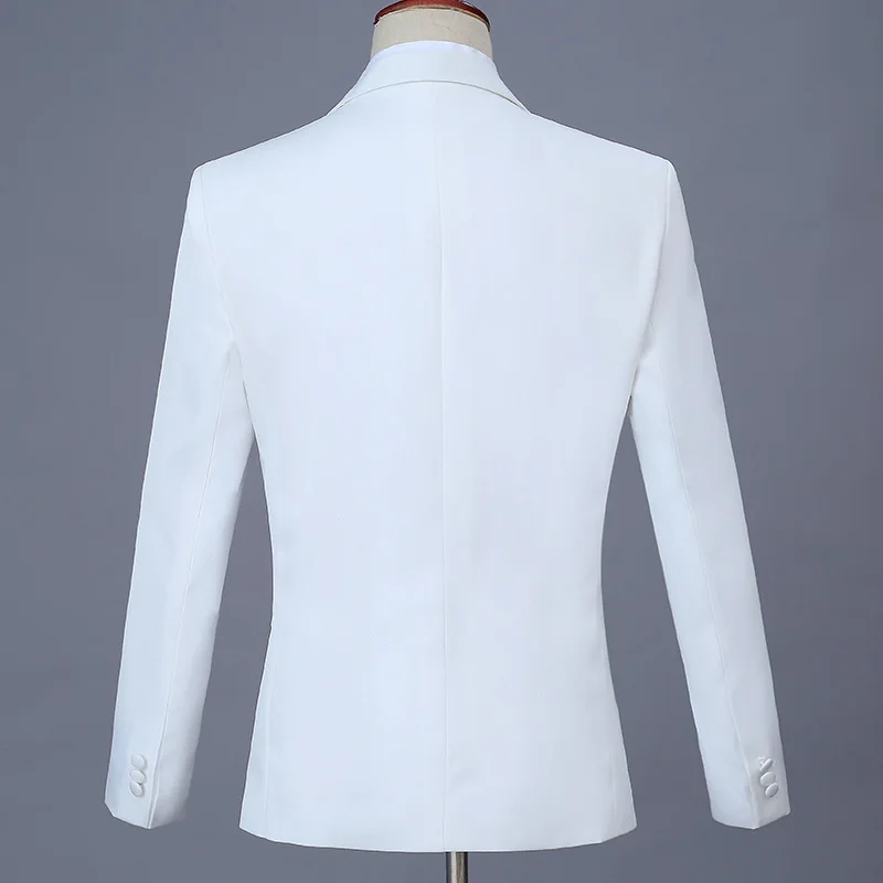 

Red Rose Embroidery Man White Groom Wedding Suit Jacket with Pants Chorus Stage Performance Costumes Slim Fit Male Blazer Sets