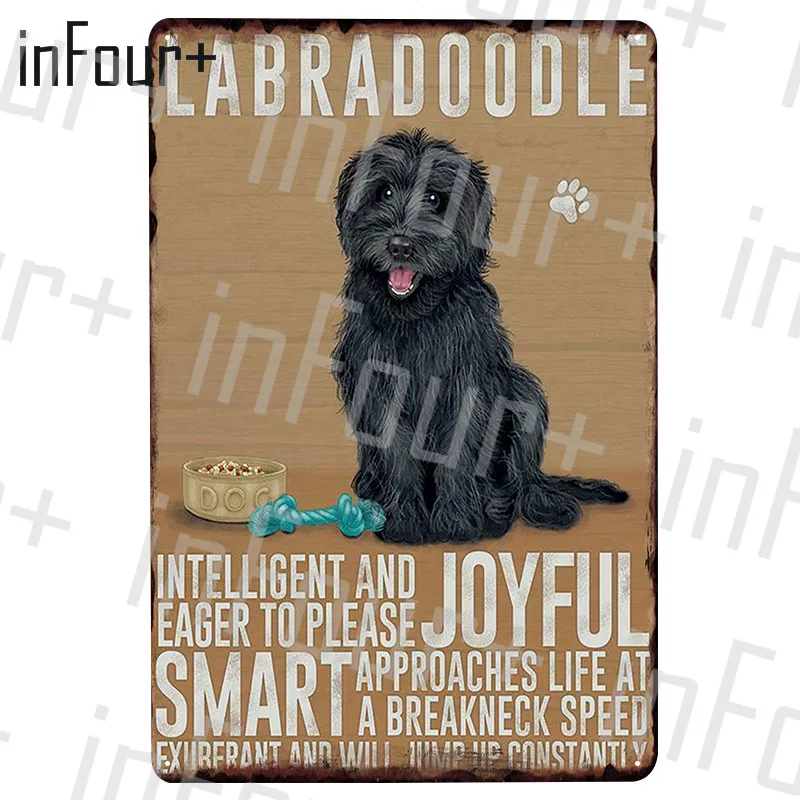 Черная табличка с собакой из лабрадора металлический винтажный декор знак