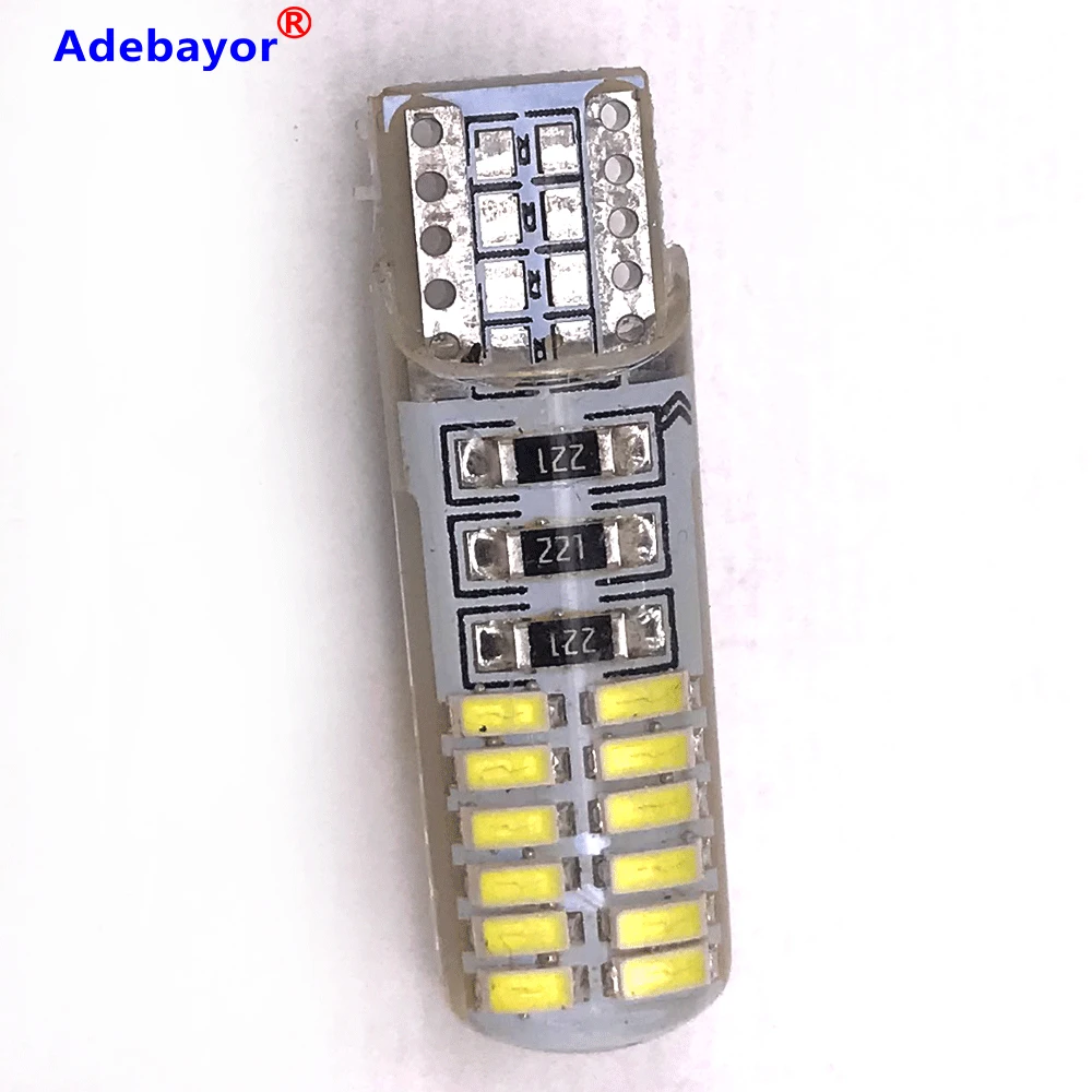 100 шт. T10 W5W силиконовый чехол 24 SMD 3014 LED лампа для чтения автомобиля 192 168 501 24SMD