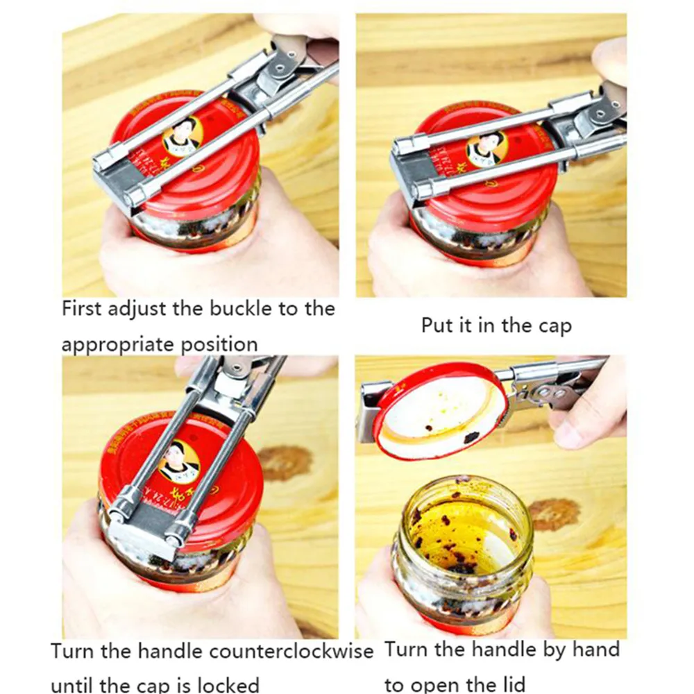 

Bottle Can Opener Adjustable Multifunctional Corkscrew Gripper Tool