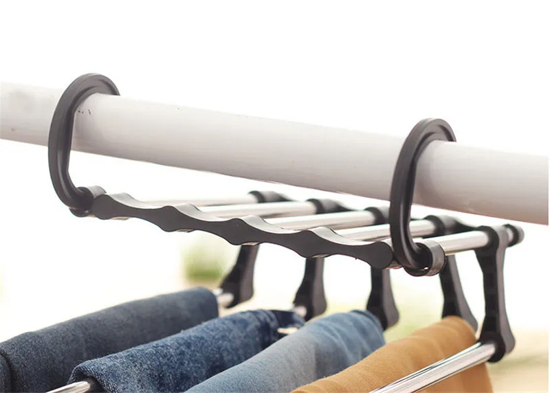 Newest Fashion 5 in 1 Pant Rack Shelves Stainless Steel Clothes Hangers Multi-functional Wardrobe Hot Sale Magic Hanger Rack
