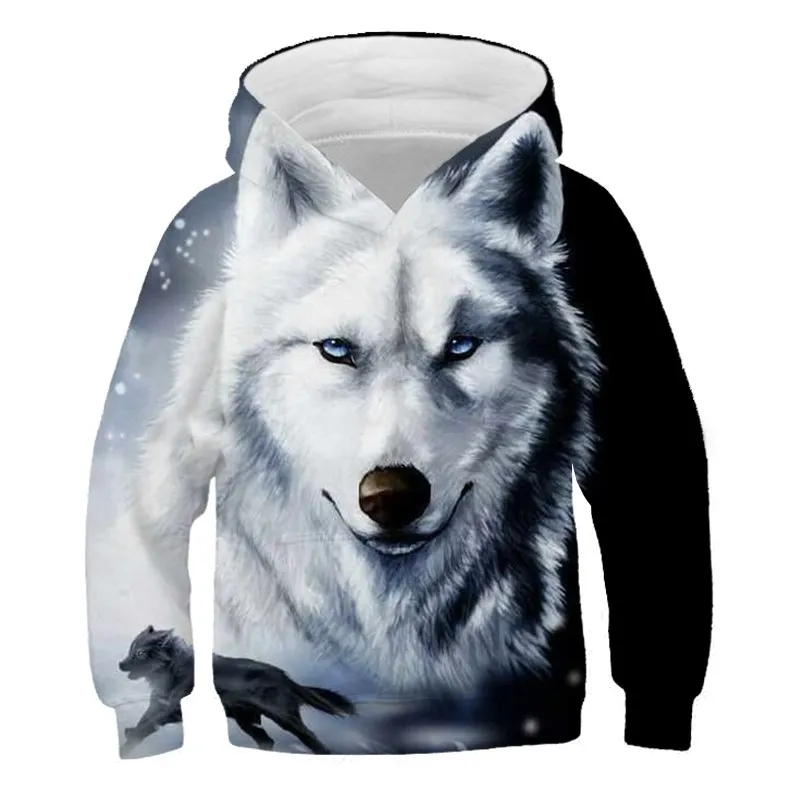 

Худи детское с длинным рукавом и 3D-принтом волка