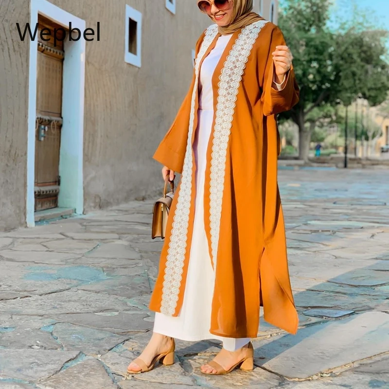 Wepbel, турецкий кафтан, Исламская одежда, мусульманский кардиган «абайя», Женское пальто с длинным рукавом, большого размера, модное платье дж...