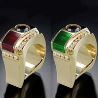 delicate gold plated geometric red green cz stone ring for women princess gothic party engagement jewelry lovers birthday gift