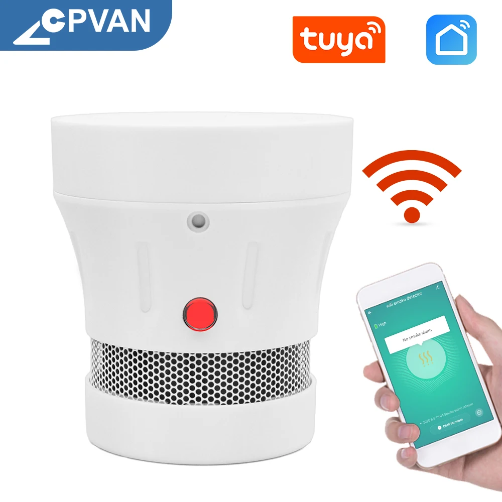 

CPVAN Wifi Smoke Detector Home Fire Detection Alarm High Sensitivity Fire Sensor Tuya Smart APP Push Firefighter Equipment