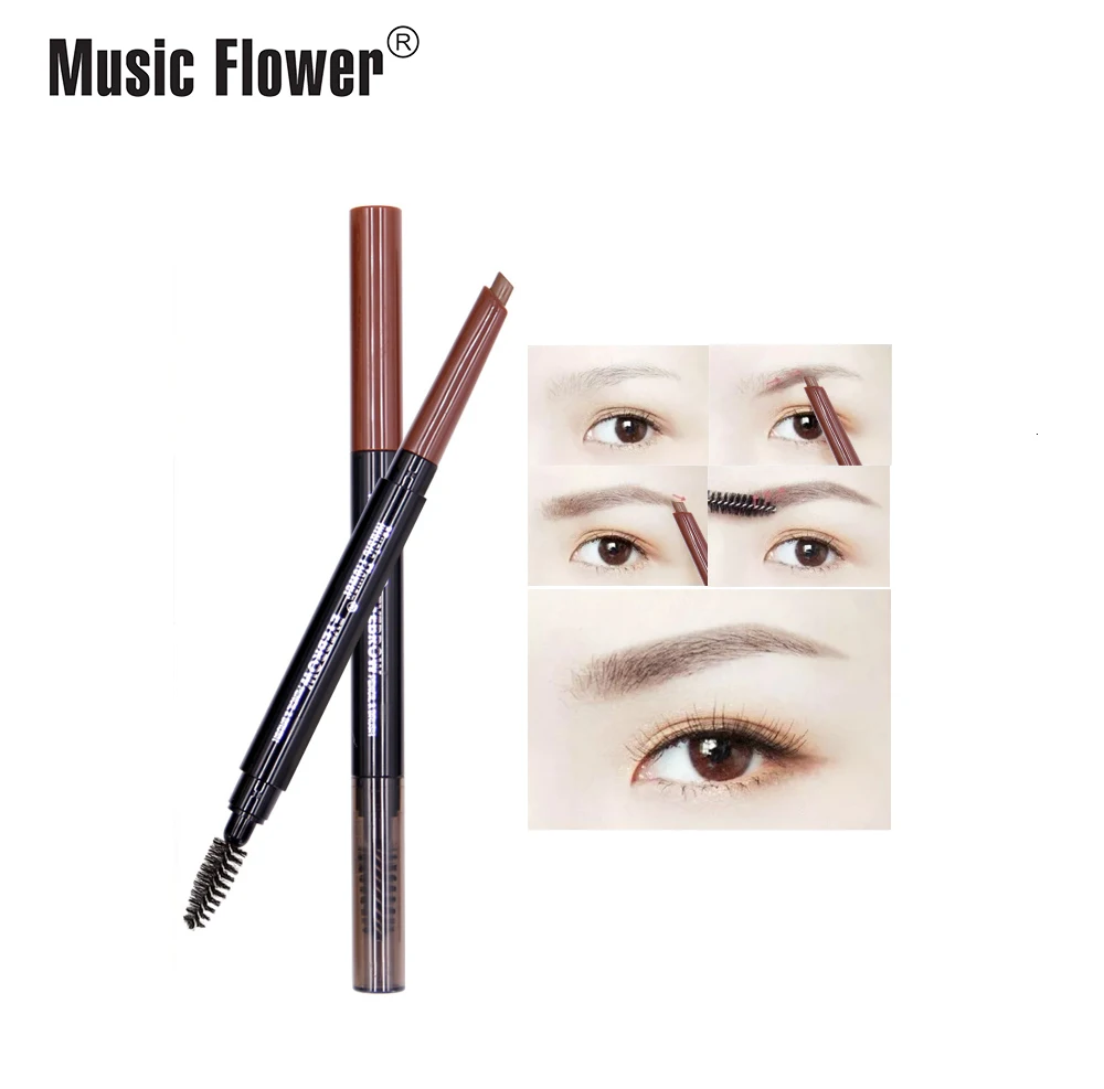 Бренд Music Flower, Женская ручка для бровей и кисть, набор инструментов для макияжа, профессиональный макияж для глаз, матовый карандаш для бровей, 3 цвета
