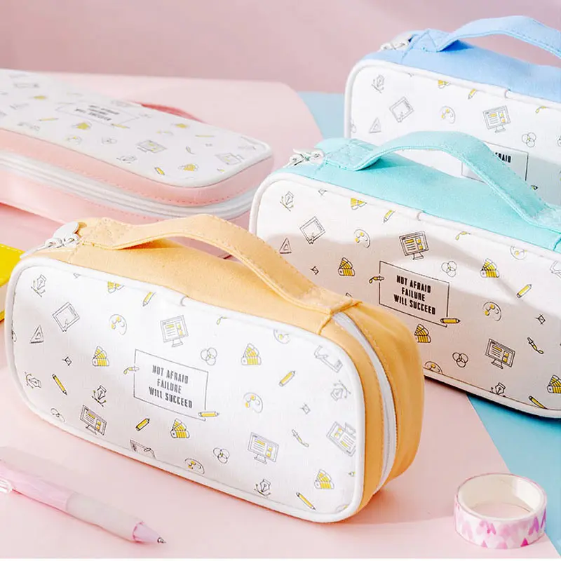 

Kawaii pencil case Large capacity Multi-layers zipper pouch Portable school student pencil bag Stationery cute pencil case