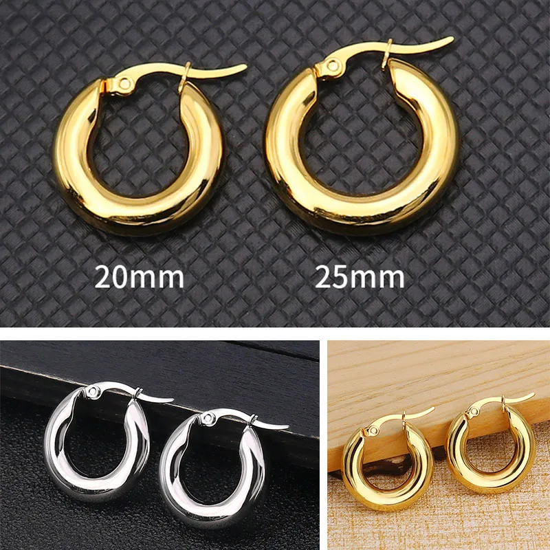 Men's punk earrings gold round charm stainless steel hoop titanium hollow Bricos | Украшения и аксессуары