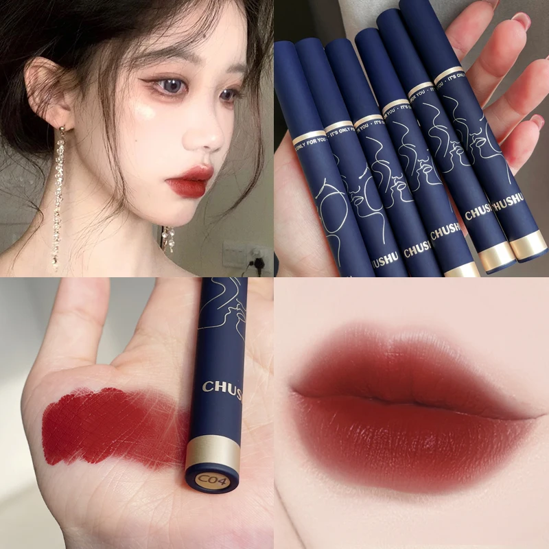 

1PC Cigarette Tube Matte Velvet Lipstick Lightweight Waterproof Non-stick Cup Lipstick Moisturizing Lasting Lip Makeup TSLM1