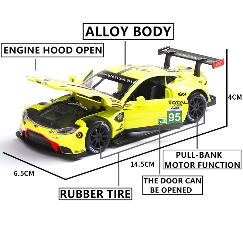 Модель гоночного автомобиля Aston Martin Le Mans в масштабе 1:32 Коллекция спортивных