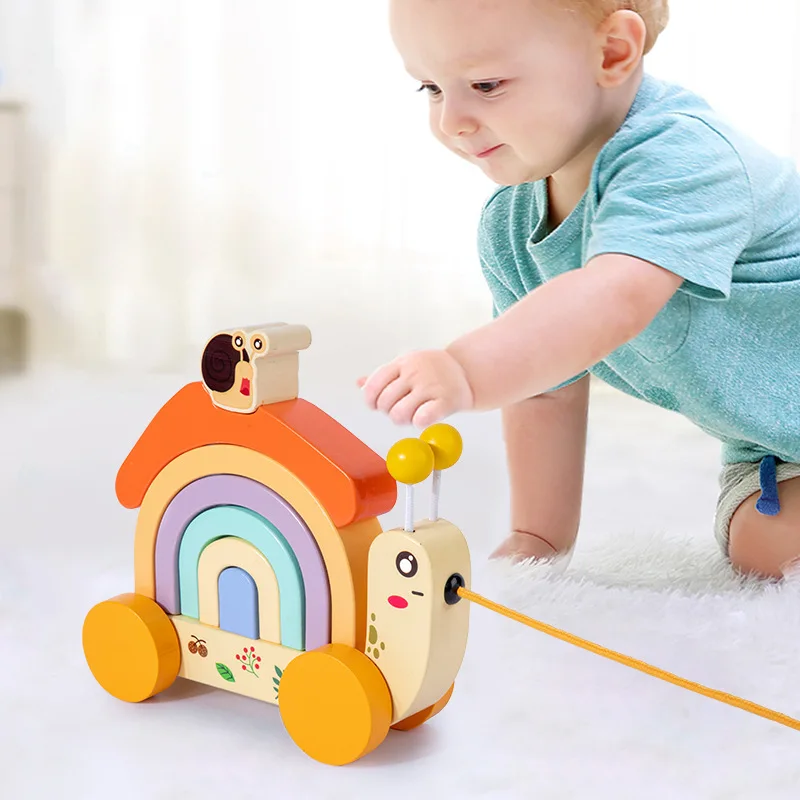 

Wooden Car Toy Montessori Rainbow Blocks Car Early Education Educational Puzzle Stacking Toddler Parent-child Interactive Toys