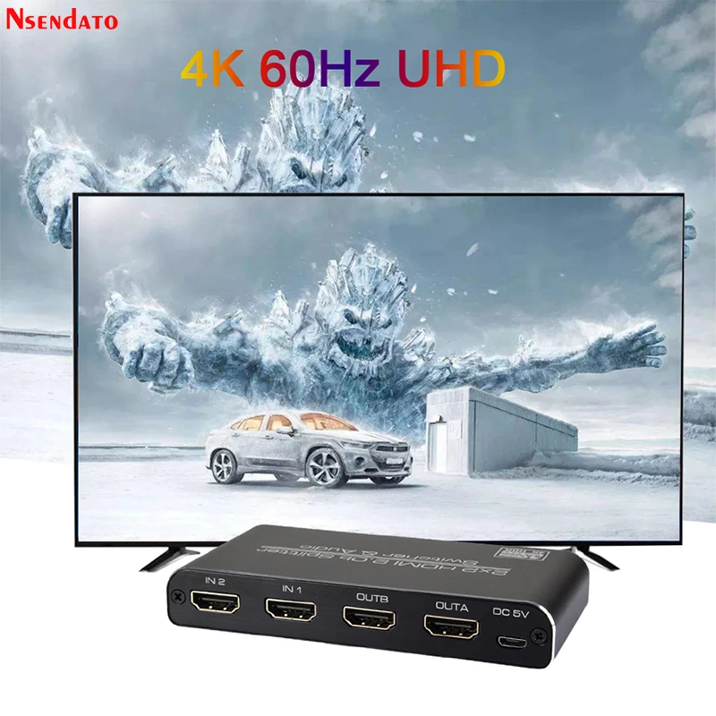 4K 60 Гц HDMI 2 0 матричный переключатель сплиттер 2x2 3D HDCP2.2 в выхода HDR 3 5 мм аудиовыход