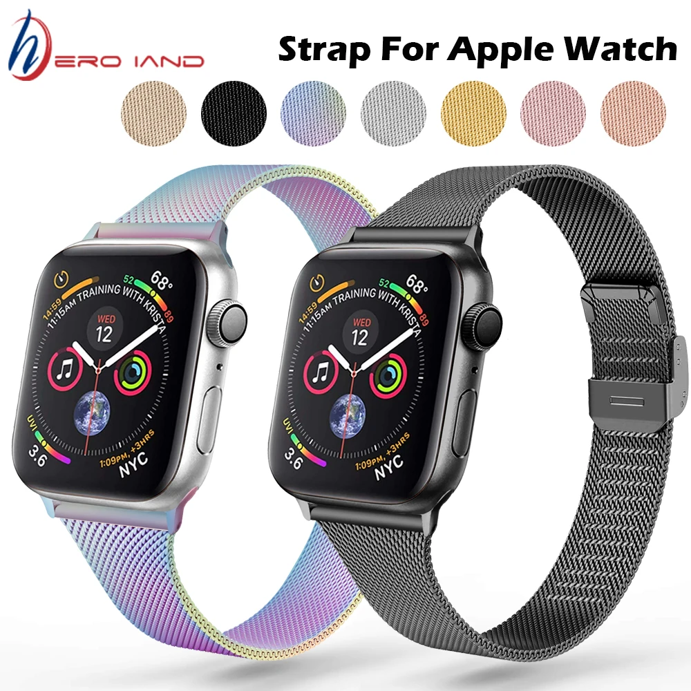 

Stainless Steel Metal Watch Band for apple watch 44mm 40mm 38mm 42mm Series 6 5 4 SE Slim Strap for iWatch iWatch 3 2 1 Correa