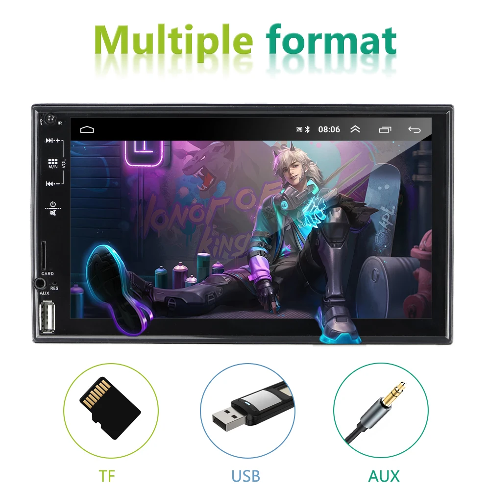 Podofo 2 din 7 ''Android автомобильный радиоприемник GPS WIFI мультимедийный проигрыватель