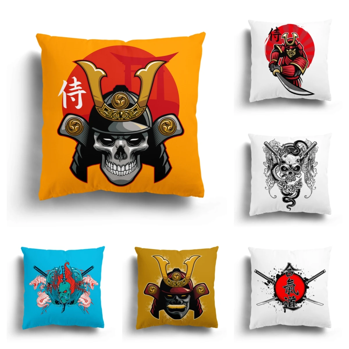 

Japanese samurai cartoon character cartoon mask living room pillow cover office cushion cover cartoon pillow cover Japanese