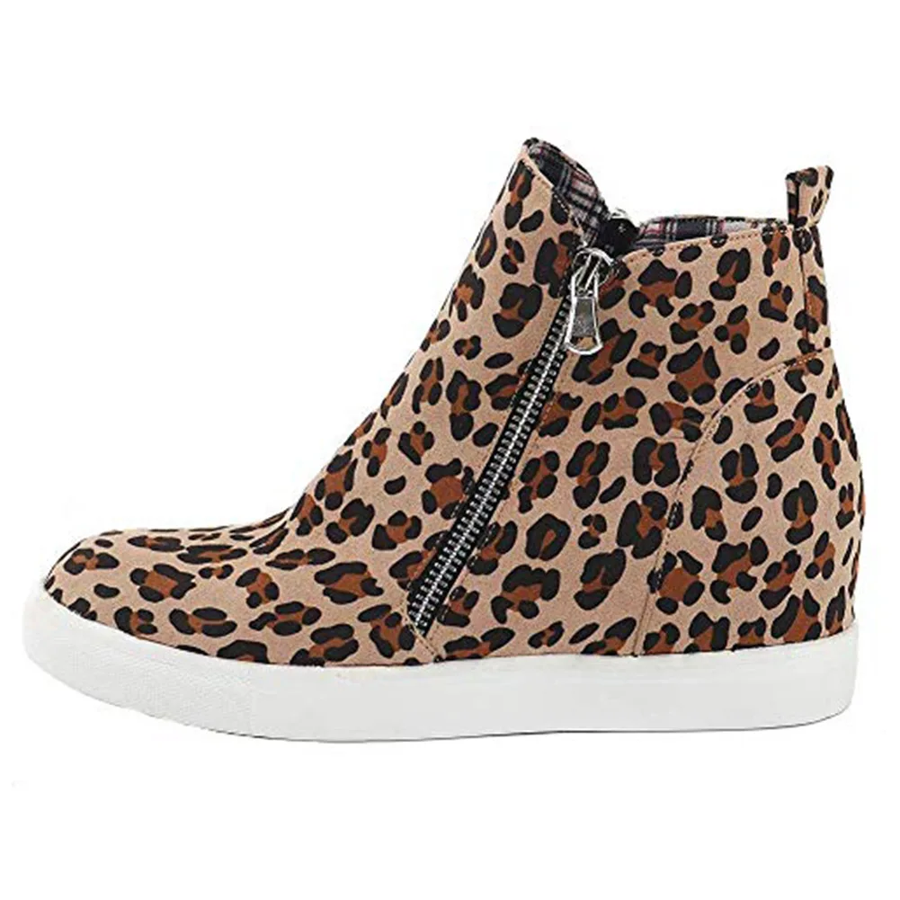 

Hot Selling Women Platform Wedges Sneakers Side Zipper Fashion Ankle Boots Casual Shoes -B5