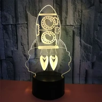 usb or aa battery powered 3d rocket night light acrylic cartoon lamp dc5v fairy decoration for partybirthday gifts