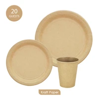60 pcs kraft paper tableware sets eco friendly disposable plates cups birthday party decration supplies for 20 guests