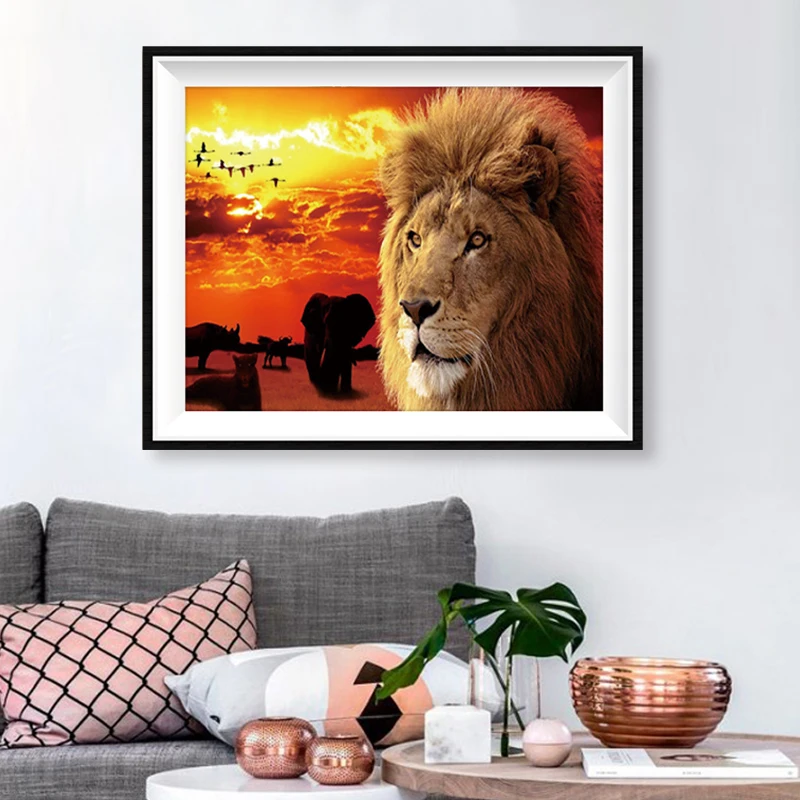 

AB Drill Diamond Painting 5D DIY Lion King Shiny Diamond 25x35 Paste Diamond Size Mural Embroidery Mosaic Home Decoration