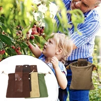 portable outdoor foraging bag fruit picking pouch collapsible berry pouch storage leather bush craft canvas bag hiking camping